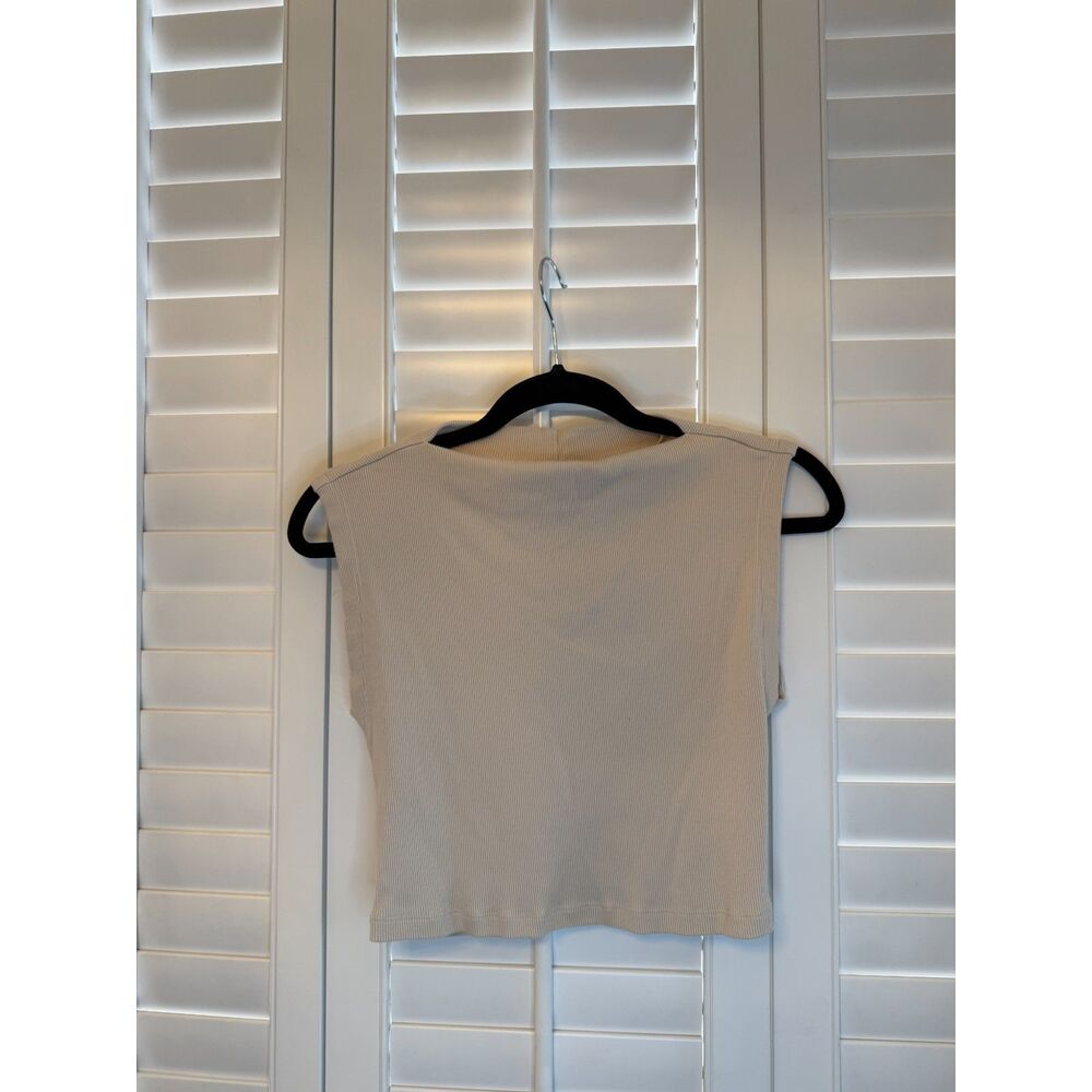 Young Fabulous & Broke Cream Ribbed Sleeveless Crop Top Tank - XS